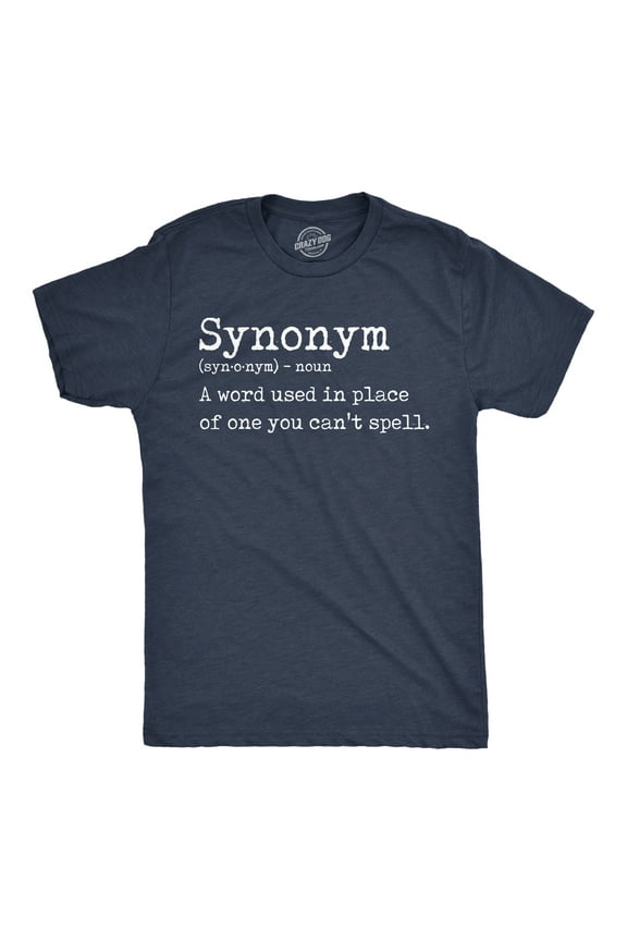 Mens Funny T Shirts Synonym Definition Sarcastic Graphic Novelty Tee for Men Graphic Tees