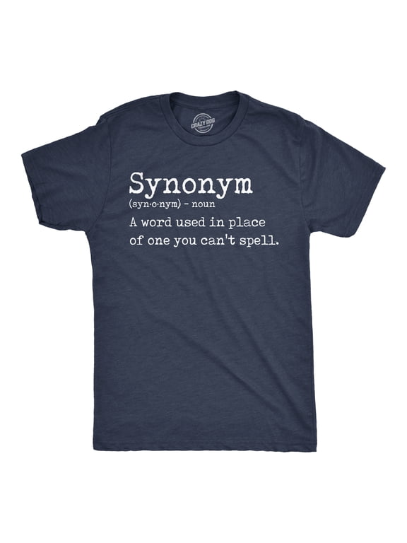 Mens Funny T Shirts Synonym Definition Sarcastic Graphic Novelty Tee for Men Graphic Tees