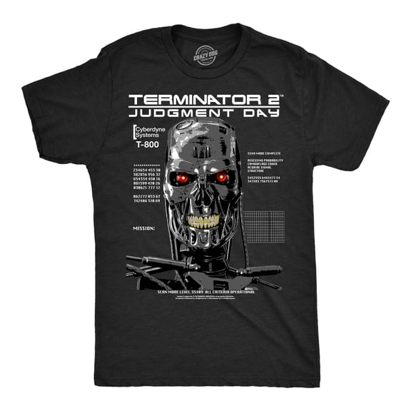 Mens Funny T Shirts T 800 Endo Skull Awesome Terminator 2 Movie Tee For Men Graphic Tees