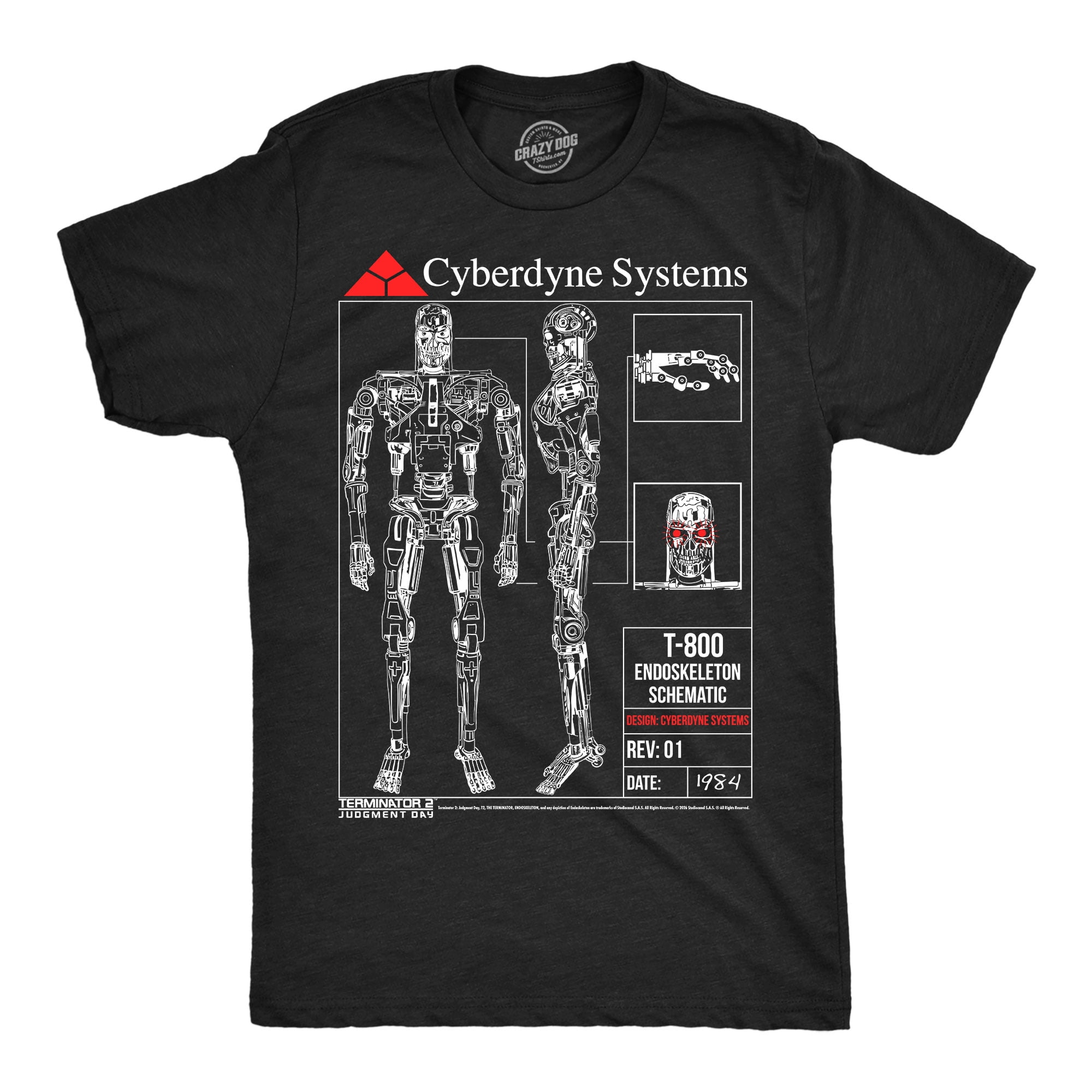Terminator 2 Merchandise Mens Funny T Shirts T 800 Endoskeleton Schematics Retro Terminator 2 ...