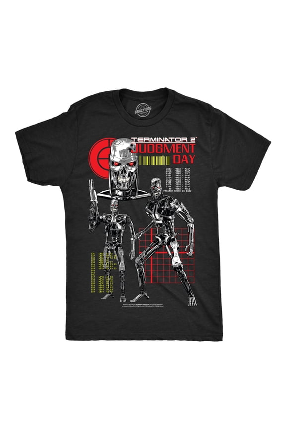 Mens Funny T Shirts Terminator 2 Endo Collage Retro Terminator Movie Tee For Men Graphic Tees