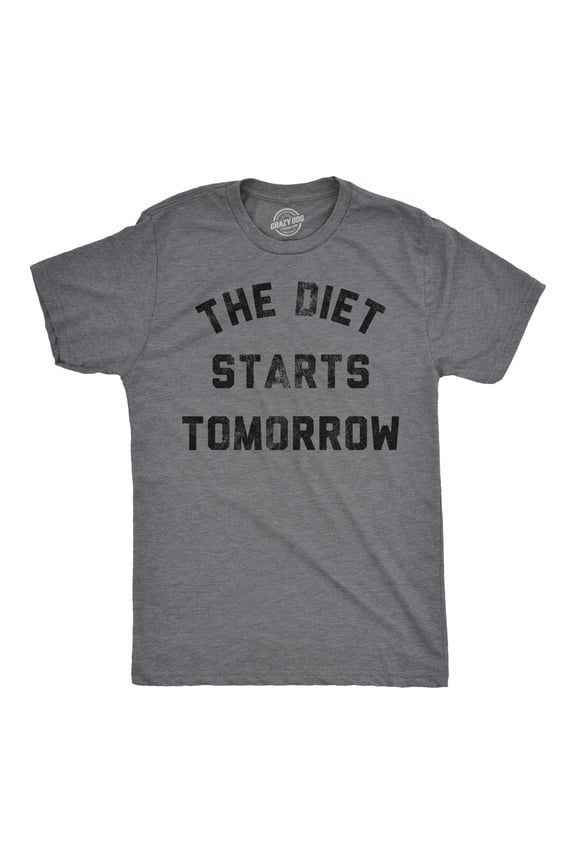 Mens Funny T Shirts The Diet Starts Tomorrow Sarcastic Food Novelty Tee for Men Graphic Tees