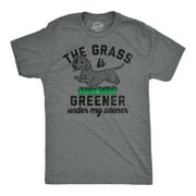 Mens Funny T Shirts The Grass Is Greener Under My Wiener Sarcastic Puppy Novelty Tee for Men Graphic Tees