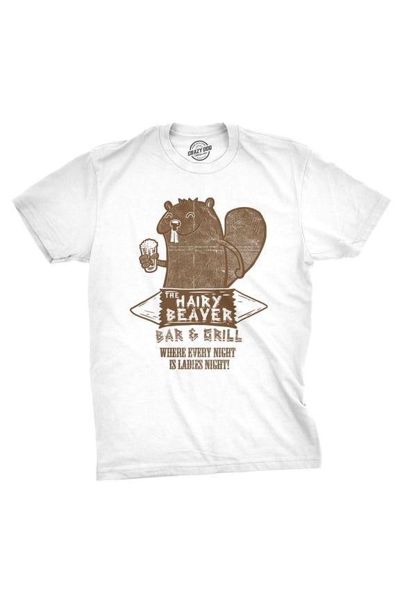 Mens Funny T Shirts The Hairy Beaver Bar and Grill Sarcastic Drinking Graphic Novelty Tee for Men Graphic Tees