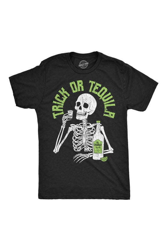 Mens Funny T Shirts Trick Or Tequila Sarcastic Halloween Graphic Novelty Drinking Tee For Men Graphic Tees