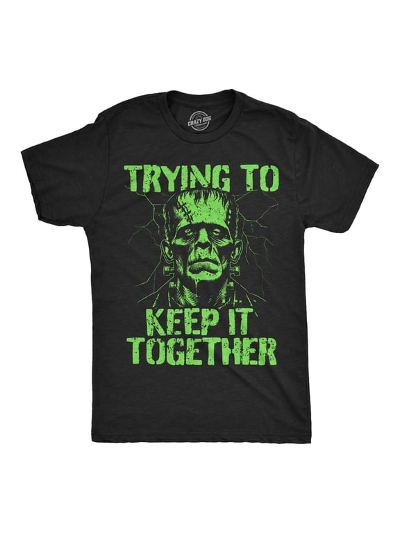 Mens Funny T Shirts Trying to Keep It Together Sarcastic Halloween Frankenstein Graphic Tee for Men Graphic Tees