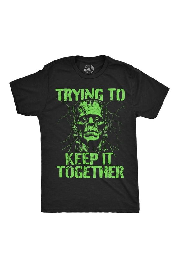 Mens Funny T Shirts Trying to Keep It Together Sarcastic Halloween Frankenstein Graphic Tee for Men Graphic Tees