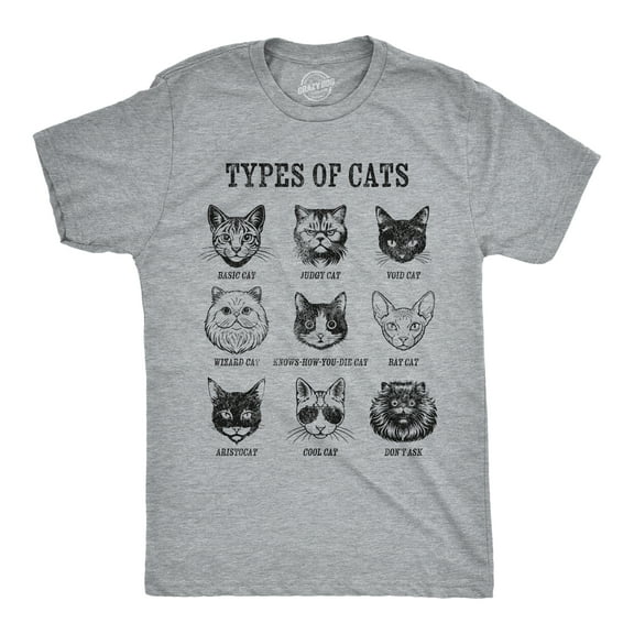 Mens Funny T Shirts Types Of Cat List Sarcastic Kitten Graphic Novelty Tee For Men Graphic Tees