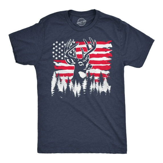Mens Funny T Shirts USA Buck Sarcastic Fourth Of July Deer Graphic Novelty Tee For Men Graphic Tees