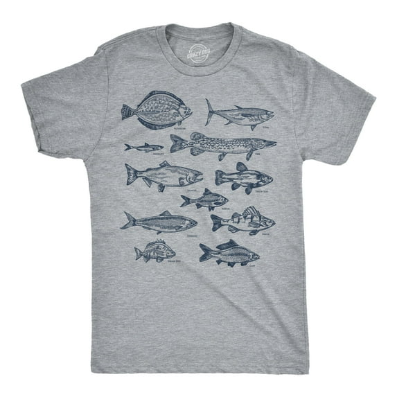 Mens Funny T Shirts Vintage Fish With Names Sarcastic Fishing Graphic Novelty Tee for Men Graphic Tees