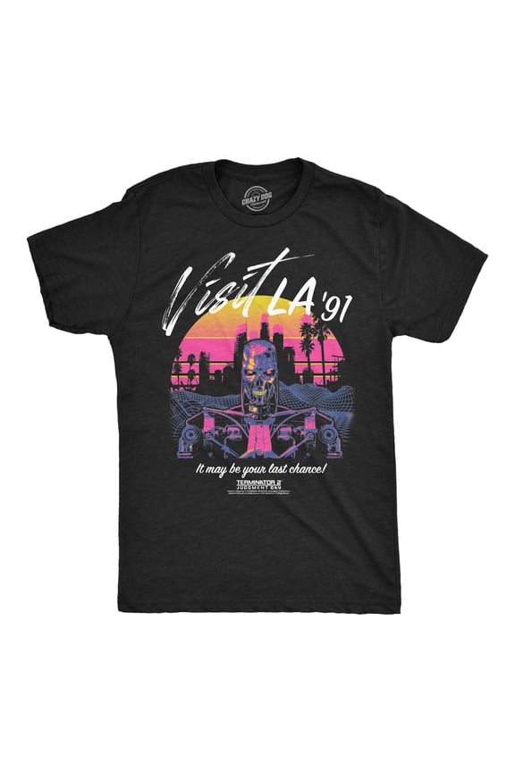 Mens Funny T Shirts Visit LA 91 Sarcastic Terminator 2 Movie Tee For Men Graphic Tees