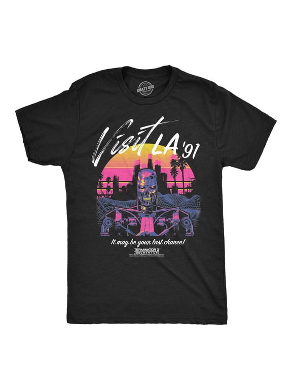 Mens Funny T Shirts Visit LA 91 Sarcastic Terminator 2 Movie Tee For Men Graphic Tees