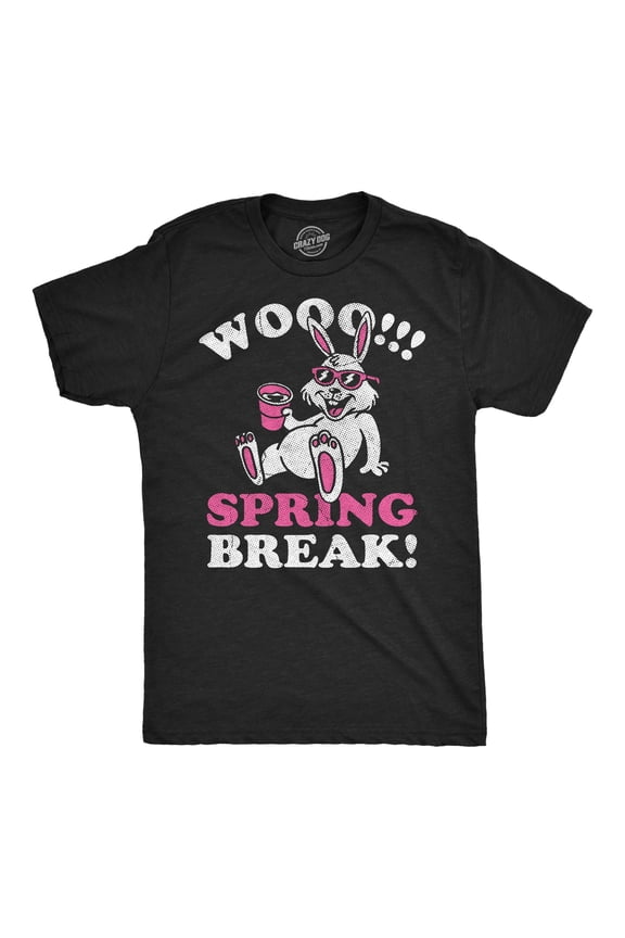 Mens Funny T Shirts WOO Spring Break Sarcastic Easter Drinking Tee For Men Graphic Tees