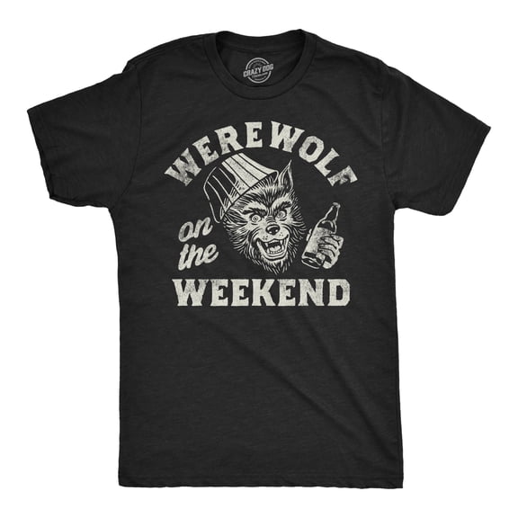 Mens Funny T Shirts Werewolf On The Weekend Sarcastic Halloween Party Animal Tee for Men Graphic Tees