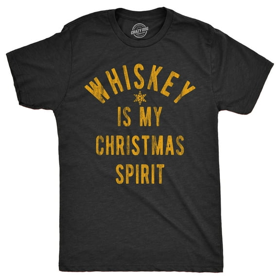 Mens Funny T Shirts Whiskey Is My Christmas Spirit Sarcastic Xmas Drinking Graphic Tee for Men Graphic Tees
