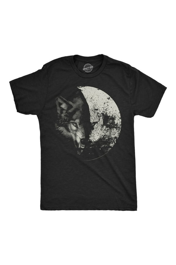 Mens Funny T Shirts Wolf Moon Cool Space Graphic Tee for Men Graphic Tees