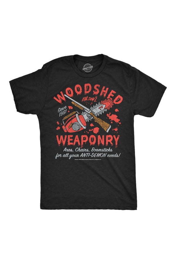 Mens Funny T Shirts Woodshed Weaponry Evil Dead Movie Tee For Men Graphic Tees