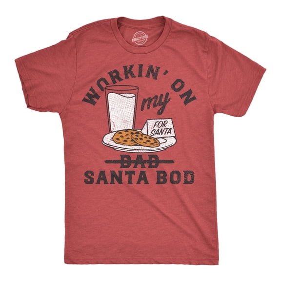 Mens Funny T Shirts Workin On My Santa Bod Christmas Tee For Men Graphic Tees