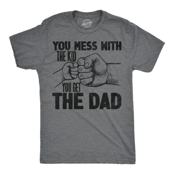 Mens Funny T Shirts You Mess With The Kid You Get The Dad Sarcastic Fathers Day Graphic Novelty Tee for Men Graphic Tees
