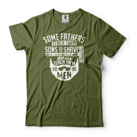 Mens Funny T-shirt Funny Father Shirt Fathers Day Gift Tee Dad Shirts Beard Shirt Dad Gifts (Small Military Green)