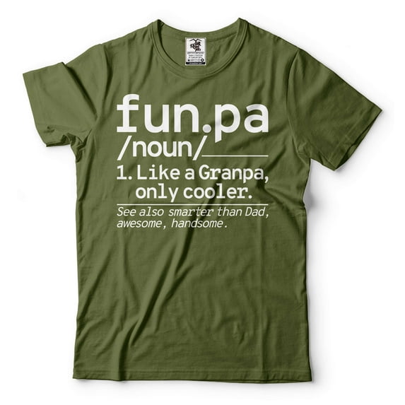 Mens Funny T-shirt Funpa Shirt Funny Grandpa Tee Awesome Handsome Grandpa Shirt Gift For Grandpa (Small Military Green)