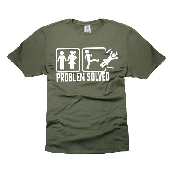 Mens Funny T-shirt Problem Solved Shirt Humorous Gifts Valentine's Day Shirt Gift For Husband Men (Medium Military Green)