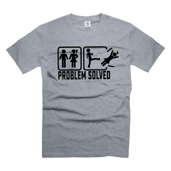 Mens Funny T-shirt Problem Solved Shirt Humorous Gifts Valentine's Day Shirt Gift For Husband Men (Small Grey)