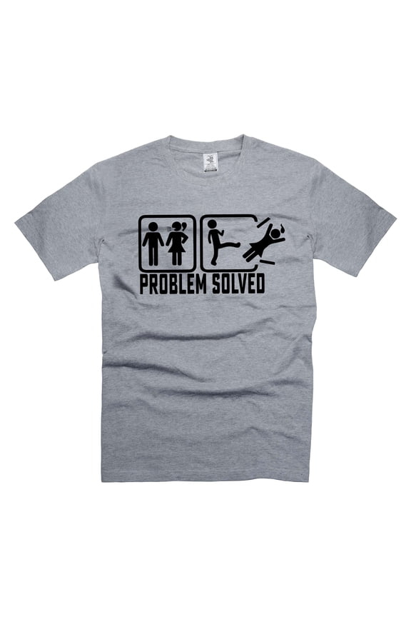 Mens Funny T-shirt Problem Solved Shirt Humorous Gifts Valentine's Day Shirt Gift For Husband Men (Small Grey)