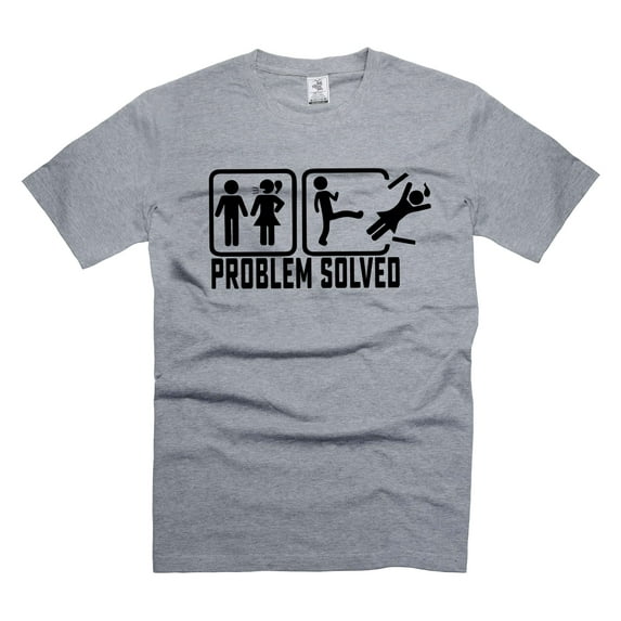 Mens Funny T-shirt Problem Solved Shirt Humorous Gifts Valentine's Day Shirt Gift For Husband Men (XX-Large Grey)