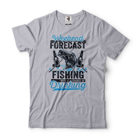 Mens Funny T-shirt Weekend Forecast Wishing With A Chance Of Drinking Shirt Drinking Fishing Shirt (X-Large Grey)