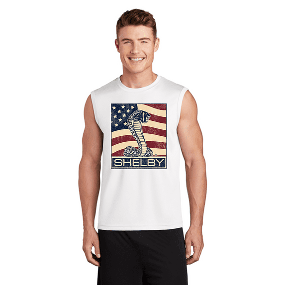 Mens Cut Off Shirts Sleeveless Muscle Tees Graphic Tees Mens Shelby Cobra American Flag