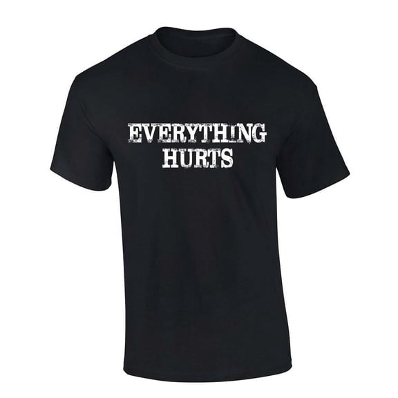 Mens Funny Tshirt Everything Hurts Distressed Short Sleeve T-shirt-Black-4xl