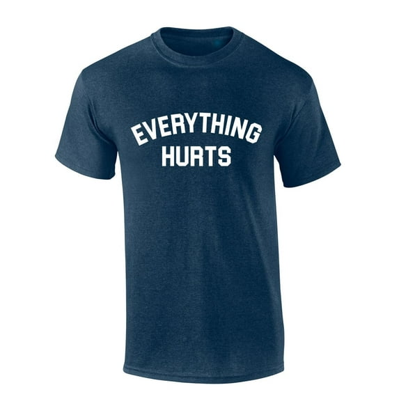 Mens Funny Tshirt Everything Hurts Distressed Short Sleeve T-shirt-Heather Navy-xxxl