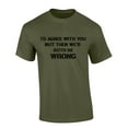 thumbnail image 1 of Mens Funny Tshirt I'd Agree With You But Then We'd Both Be Wrong Short Sleeve T-shirt Graphic Tee-Military Green-5xl, 1 of 1