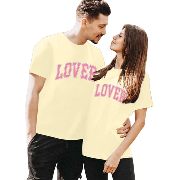 Mens Funny Valentines Day T Shirts Fahsion Letter Print Summer Short Sleeve Crew Neck Husband Wife Valentine Tops