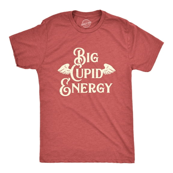 Mens Big Cupid Energy T Shirt Funny Valentines Day Novelty Tee for Men Graphic Tees