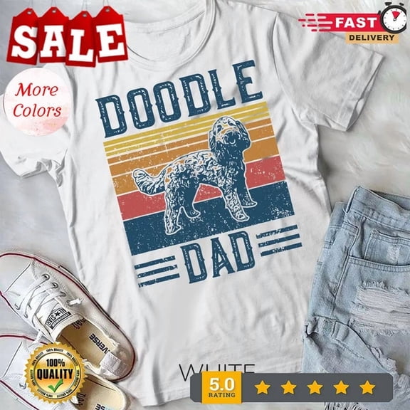 Mens Funny Vintage Doodle Dad Aussie Doodle & Goldendoodle T-Shirt Birthday Gifts; For Men & Women