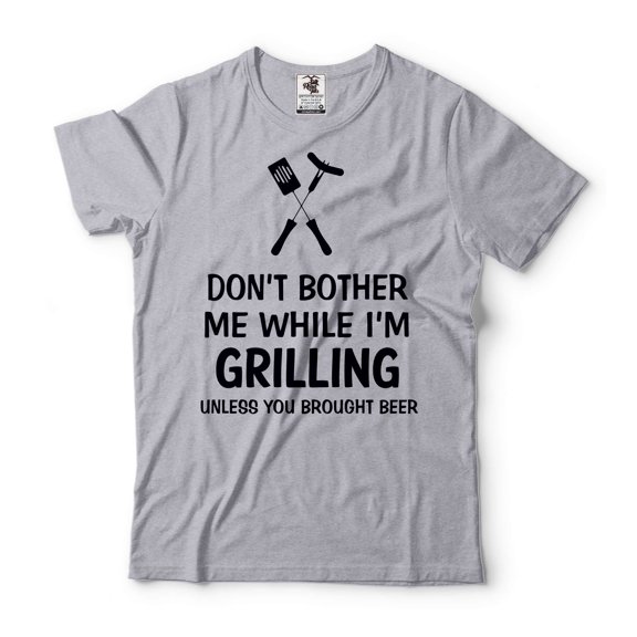 Mens Funny shirt Beer Shirts Grilling Shirts Don't Bother Me While I'm Grilling Shirt Grilling Gifts (Large Grey)