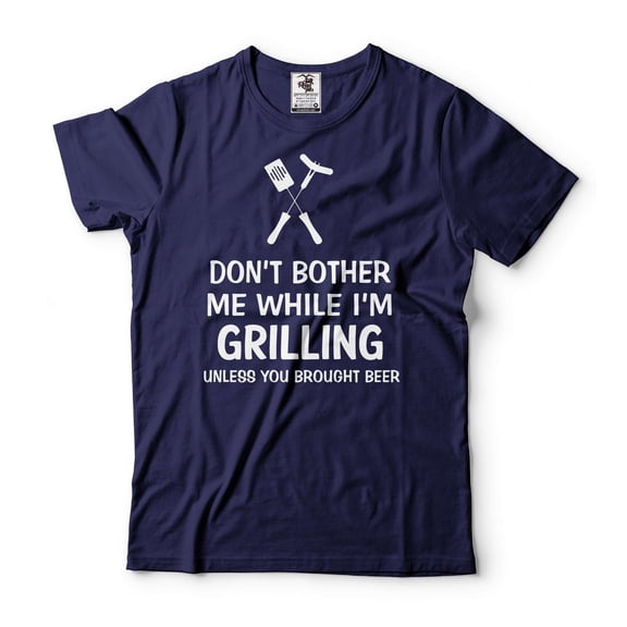 Mens Funny shirt Beer Shirts Grilling Shirts Don't Bother Me While I'm Grilling Shirt Grilling Gifts (Large Navy Blue)