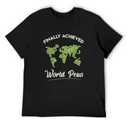 Mens Funny world peace on earth pun shirt Achieved world peas T-Shirt Black