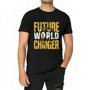 Mens Future World Changer, Save the Earth Round Neck T Shirt Black Small