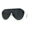 thumbnail image 1 of Mens Futuristic Shield Racer Rimless Sunglasses All Black, 1 of 4