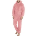 thumbnail image 1 of Mens Fuzzy Fleece Hooded Jumpsuits Long Sleeve Zip Up Piece Plush Pajamas Onesies Big and Tall Overall Rompers, 1 of 6