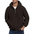 thumbnail image 1 of Mens Fuzzy Sherpa Hoodie Pullover Sweatshirts Loose Cozy Hooded Sweatshirts Brown XXXL, 1 of 4