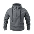 thumbnail image 1 of Mens Fuzzy Sherpa Hoodie Quarter Zipper Pullover Fleece Cargo Sweatshirts Loose Cozy Long Sleeve Winter Hooded Outwear with Pocket, 1 of 5