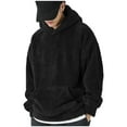 thumbnail image 1 of Mens Fuzzy Sherpa Hoodies Casual Plush Fleece Sweatshirt Fall Loose Cozy Fluffy Winter Warm Hooded Pullover with Pockets, 1 of 5