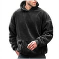 thumbnail image 1 of Mens Fuzzy Sherpa Hoodies Pullover Oversized Cozy Warm Fleece Hooded Sweatshirt Fluffy Winter Outwear with Pocket, 1 of 5