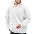 thumbnail image 1 of Mens Fuzzy Sherpa Hoodies Pullover Oversized Cozy Warm Fleece Hooded Sweatshirt Fluffy Winter Outwear with Pocket, 1 of 5