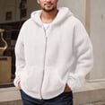 thumbnail image 1 of Mens Fuzzy Sherpa Jacket Long Sleeve Full-Zip Hooded Jacket Coats (White S), 1 of 4