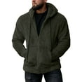 thumbnail image 1 of Mens Fuzzy Sherpa Jacket Fluffy Fleece Zip Up Open Front Hooded Cardigan Fashion Casual Fall Winter Warm Outwear With Pocket, 1 of 3